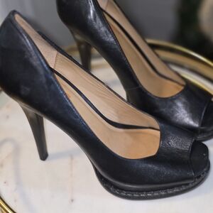 KORS Michael Kors Black Peep-Toe Heels